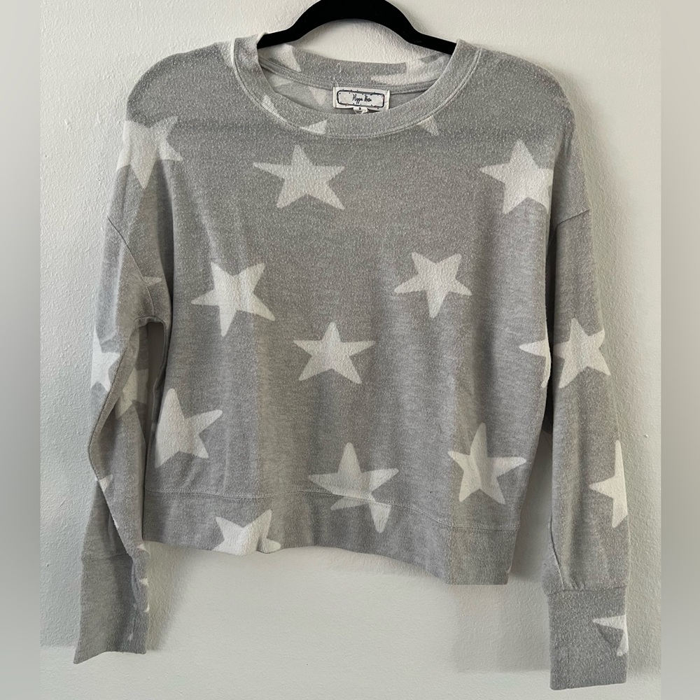 Hippie Rose Gray and White Star Sweater